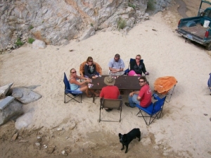 Playing poker in the arroyo. Baja.baja new years and bthing 090