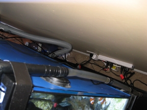 Back of the setup.  There are drip loops, I promise.  Even in the power strip.  And the whole thing has a titanium ground as well.